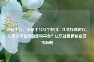 涨粉平台，涨粉平台那个好用，社交媒体时代，如何选择合适的涨粉平台？亿乐社区低价自营货源站