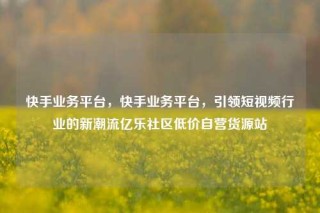 快手业务平台，快手业务平台，引领短视频行业的新潮流亿乐社区低价自营货源站