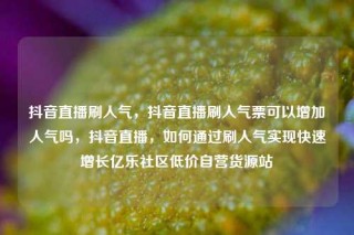 抖音直播刷人气，抖音直播刷人气票可以增加人气吗，抖音直播，如何通过刷人气实现快速增长亿乐社区低价自营货源站